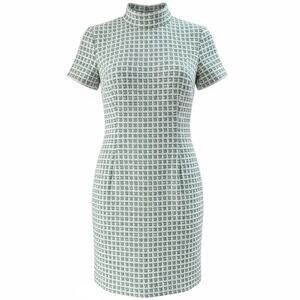 Donna Morgan Women's Novelty Plaid Short Sleeve Mock Neck Dress Size-6